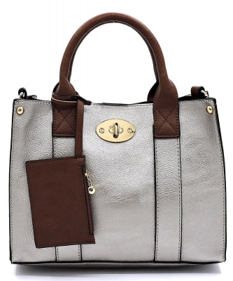 Fashion 3-in-1 Boxy Satchel WU061 LIGHT PEWTER